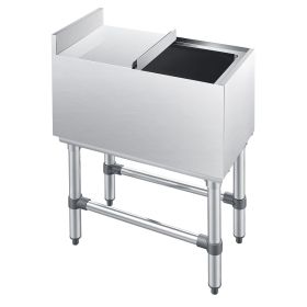Commercial Ice Bin, 39.6 Qt Max Capacity, 12 x 24 x 33 Inch Stainless Steel Ice Chest with Sliding Lid, 24H Long-Lasting Insulation