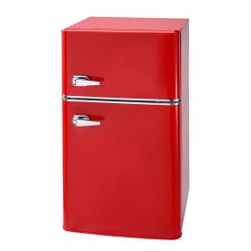 Mini Fridge with Freezer, 3.2 Cu.Ft, Two Door Compact Refrigerator with Adjustable Temperature, Glass Shelf, Energy Efficient Dorm Fridge