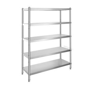 Stainless Steel Shelves 48x18.5 Inch 5 Tier Adjustable Shelf Storage Unit Stainless Steel Rack Shelving Heavy Duty Shelving for Kitchen Commercial Off
