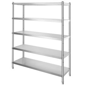 Stainless Steel Shelving 60x18.5 Inch 5 Tier Adjustable Shelf Storage Unit Stainless Steel Heavy Duty Shelving for Kitchen Commercial Office Garage St