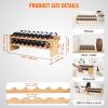 18 Bottle Stackable Modular Wine Rack, 2-Tier Solid Bamboo Wood Storage Racks, Floor Freestanding Wines Holder Display Shelf