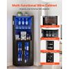 Corner Wine Cabinet, Bar Cabinet with Ample Storage, Modern Buffet Sideboard with Glass Holder, Adjustable LED Brightness, Anti-Tip Strap