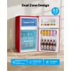 Mini Fridge with Freezer, 3.2 Cu.Ft, Two Door Compact Refrigerator with Adjustable Temperature, Glass Shelf, Energy Efficient Dorm Fridge