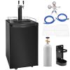 Beer Kegerator, Dual Tap Draft Beer Dispenser, Full Size Keg Refrigerator with CO2 Cylinder, Shelves, Drip Tray & Rail